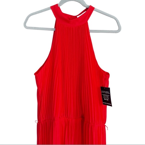 NWT Boston Proper High Neck Pleated Jumpsuit in Vibrant Orange size 14 - Picture 4 of 11